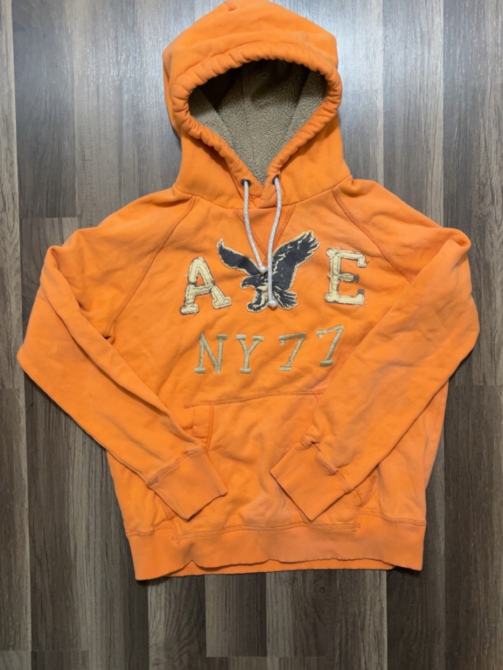 Vintage Y2K American Eagle Pullover Hoodie Sweatshirt Mens Medium Orange
